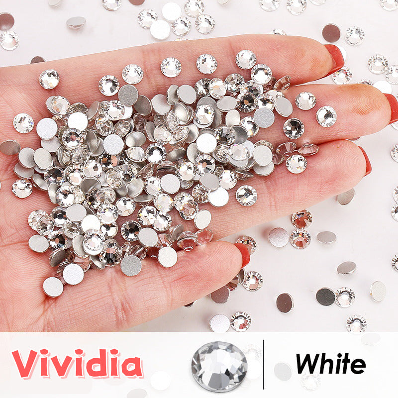 Nail Art Rhinestone Colorful Gems Flat Back Round Glass Crystal AB&Clear Gemstones