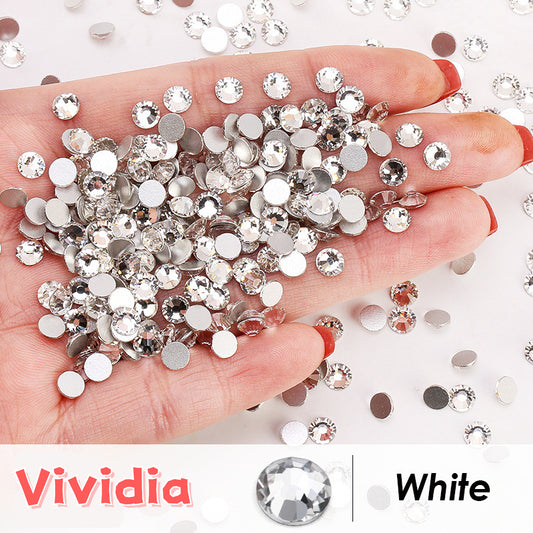 Nail Art Rhinestone Colorful Gems Flat Back Round Glass Crystal AB&Clear Gemstones